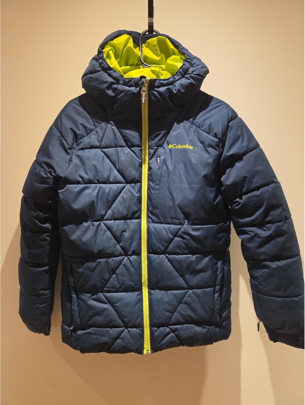 Boy’s Columbia Puffer Coat Jacket L Hooded Zip Up